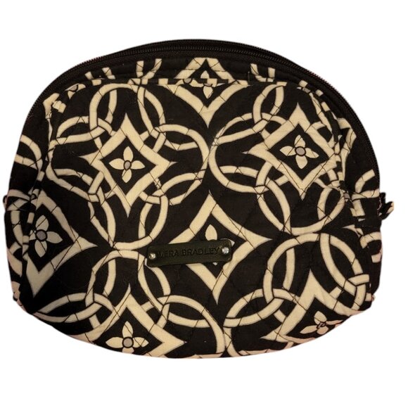 Vera Bradley Handbags - Vera Bradley Black White Concerto RETIRED Plastic Pattern Lined Cosmetic Makeup